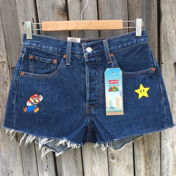 NWT Levi’s x Super Mario 501 Jean Shorts Blue 26 - Picture 15 of 15